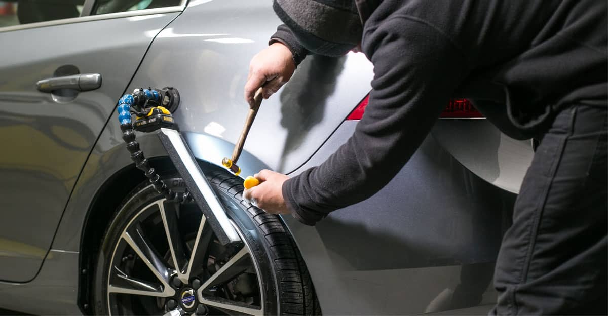 Collision damage being repaired at Teddy Auto Services